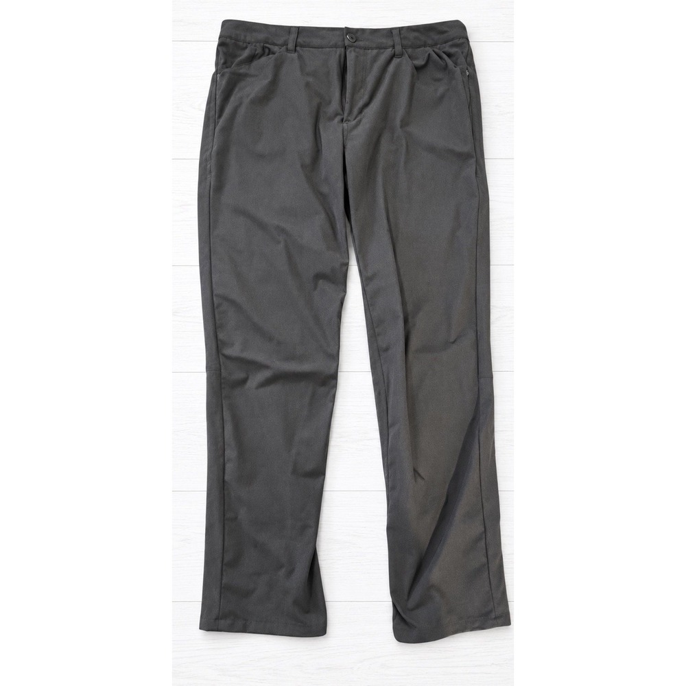 Hart Schaffner Marx Mens Dress Pants 36x32 Gray Flat Front Polyester Zip Pocket